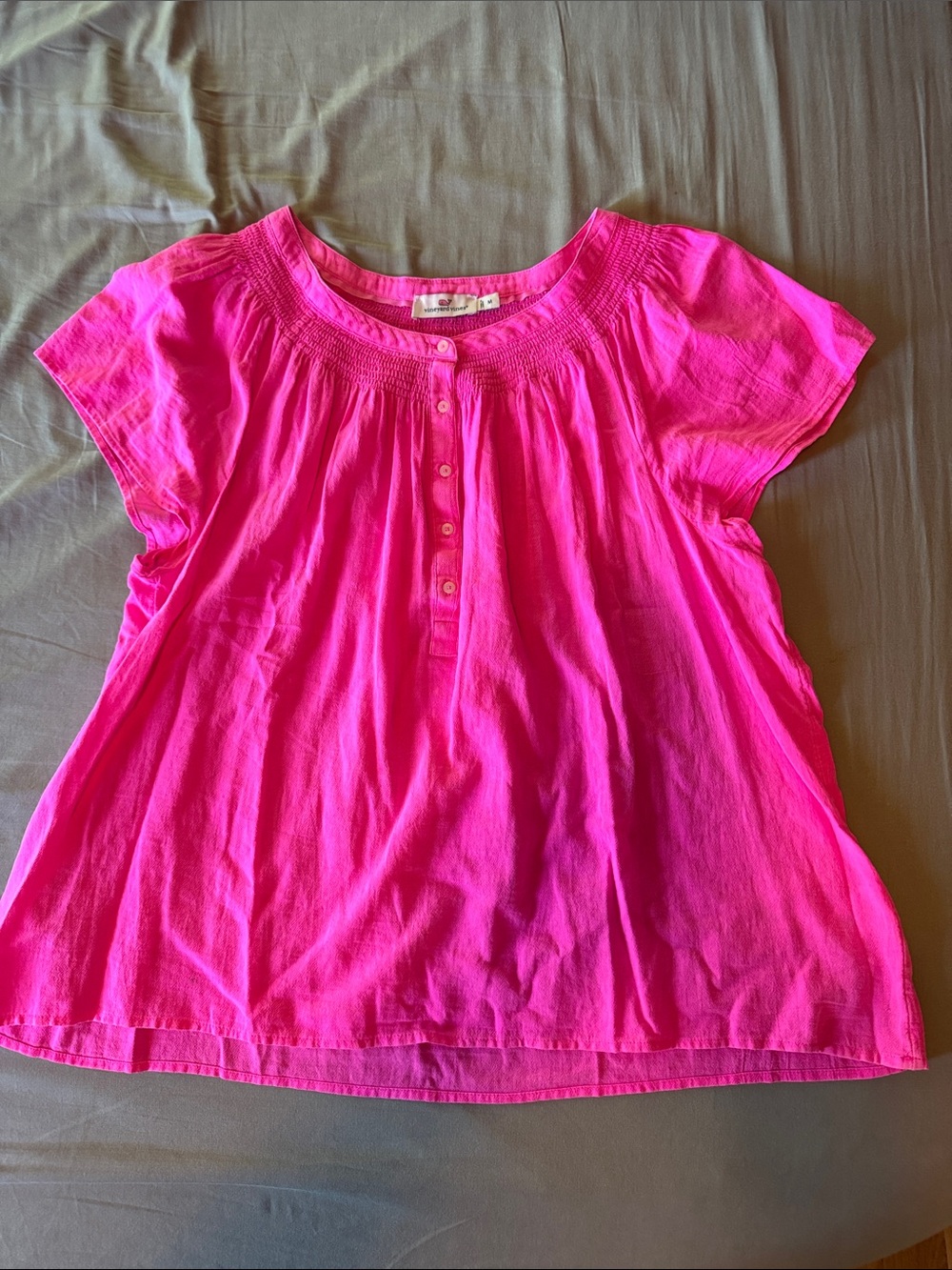 Vineyard vines Hot Pink Short Sleeve Peasant Top size M